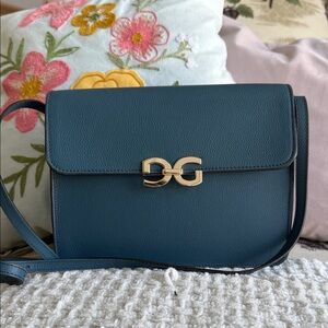 Gold-Accent Teal Crossbody Bag
